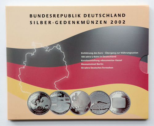 BRD 5 x 10 Euro Blister 2002 PP Sammlermünzen-Set OVP