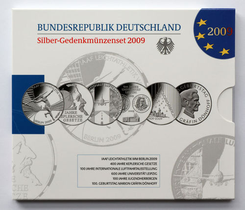 BRD 6 x 10 Euro Blister 2009 PP Sammlermünzen-Set OVP
