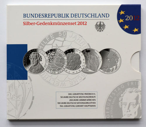 BRD 5 x 10 Euro Blister 2012 PP Sammlermünzen-Set OVP