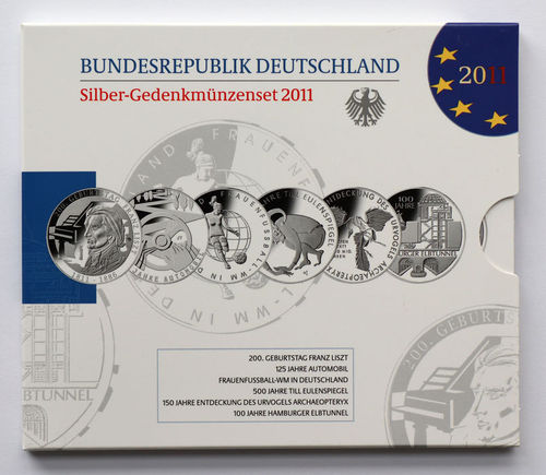 BRD 6 x 10 Euro Blister 2011 PP Sammlermünzen-Set OVP