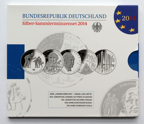 BRD 5 x 10 Euro Blister 2014 PP Sammlermünzen-Set OVP
