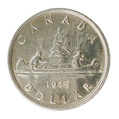 1 Dollar Canada 1945 Voyageur Indianer Kanu Georg VI. vz