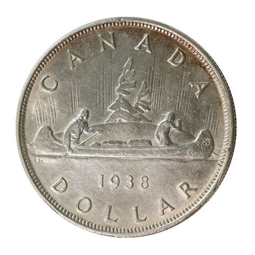 1 Dollar Canada 1938 Voyageur Indianer Kanu Georg VI. vz