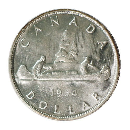 1 Dollar Canada 1954 Voyageur Indianer Kanu Elisabeth II. vz