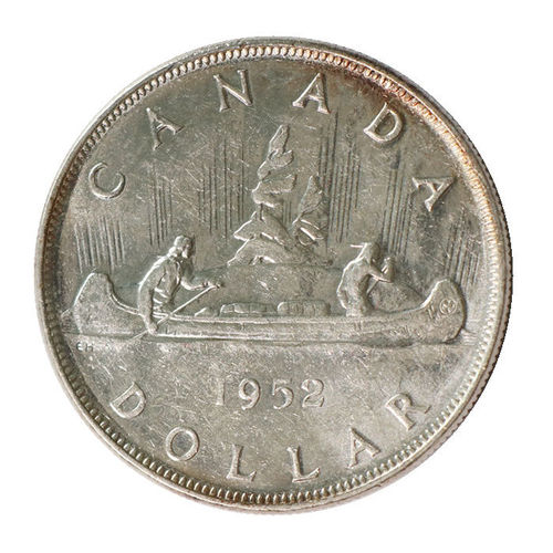 1 Dollar Canada 1952 Voyageur Indianer Kanu Georg VI. vz