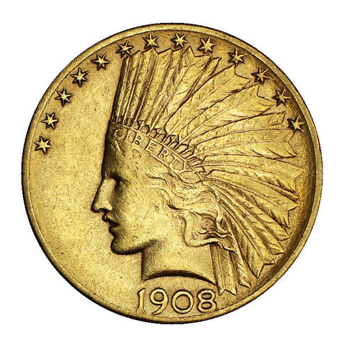 USA 10 Dollar Gold Indian Head 1908 Denver vz