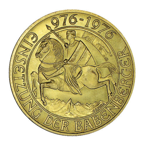 Österreich 1000 Schilling Gold Einsetzung der Babenberger 1976 ST