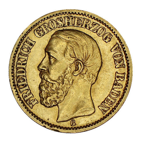 Jaeger 184 20 Mark Gold Friedrich I von Baden 1872 G ss-vz