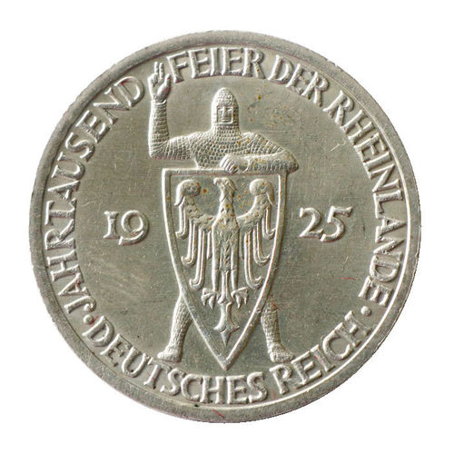 Jaeger 321 3 Reichsmark Jahrtausendfeier der Rheinlande 1925 A vz