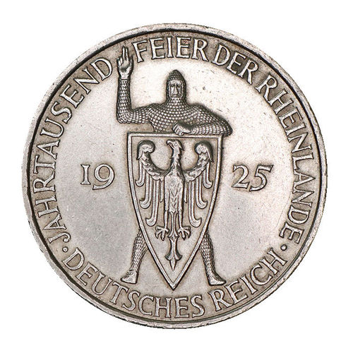 Jaeger 322 5 Reichsmark Jahrtausendfeier der Rheinlande 1925 D vz