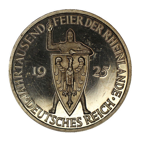 Jaeger 322 5 Reichsmark Jahrtausendfeier der Rheinlande 1925 E PP