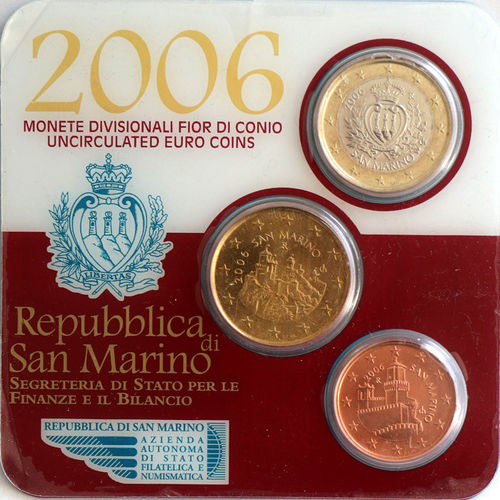 1,55 Euro San Marino Mini Kursmünzensatz KMS ST 2006