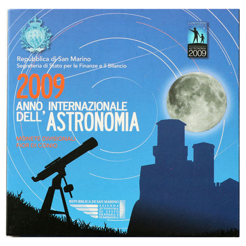 3,88 + 5 Euro San Marino Kursmünzensatz KMS ST 2009 Astronomie