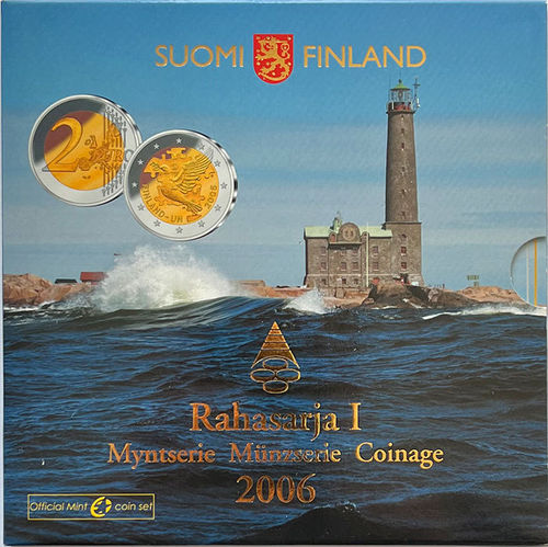 Finnland 3.88 + 2 Euro Kursmünzensatz KMS Rahasarja I UN Leuchtturm 2006 ST Folder