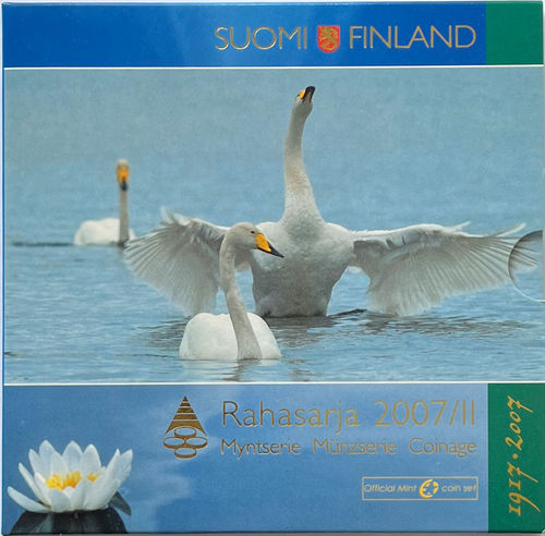 Finnland 3.88 + 5 Euro Kursmünzensatz KMS Rahasarja II Unabhängigkeit 2007 ST Folder