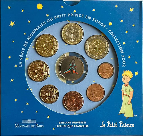 Frankreich 3.88 Euro Kursmünzensatz KMS Der kleine Prinz 2003 ST Folder