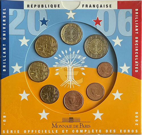 Frankreich 3.88 Euro Kursmünzensatz KMS Serie Officielle 2006 ST Folder