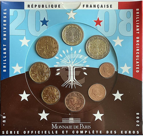 Frankreich 3.88 Euro Kursmünzensatz KMS Serie Officielle 2008 ST Folder
