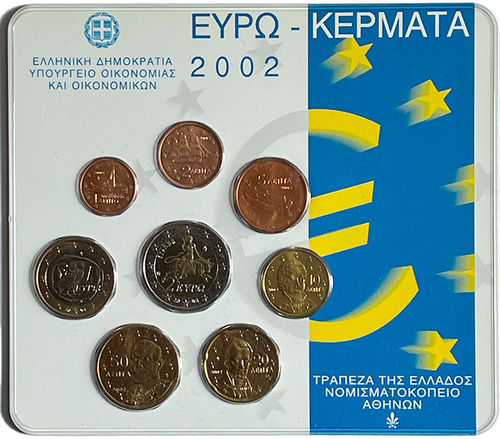 Griechenland 3.88 Euro Kursmünzensatz KMS 2002 ST Blister Eurozeichen