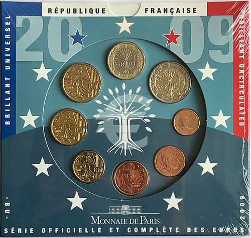 Frankreich 3.88 Euro Kursmünzensatz KMS Serie Officielle 2009 ST Folder