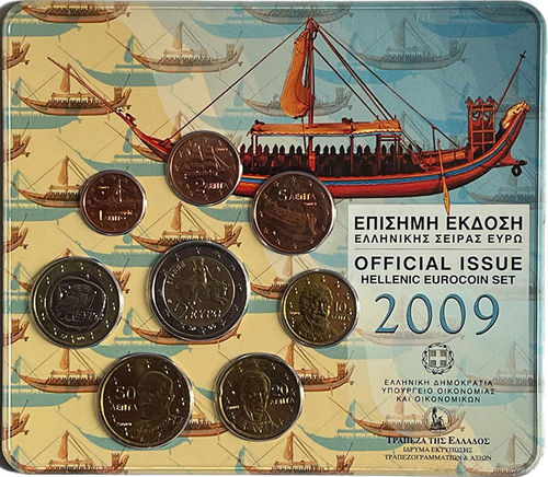Griechenland 3.88 Euro Kursmünzensatz KMS 2009 ST Blister Antikes Schiff Triere