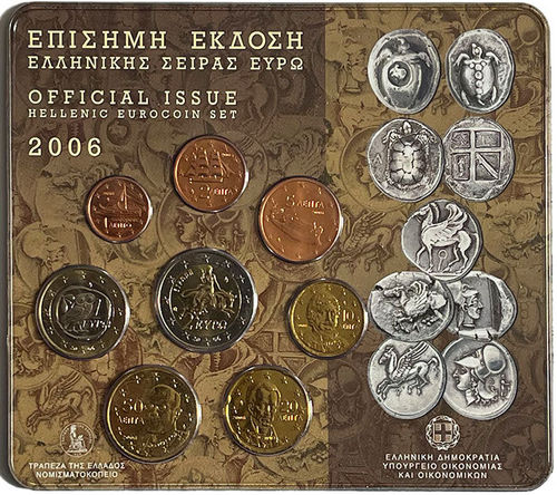 Griechenland 3.88 Euro Kursmünzensatz KMS 2006 ST Blister Historische Münzen