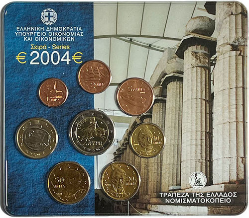 Griechenland 3.88 Euro Kursmünzensatz KMS 2004 ST Blister Akropolis