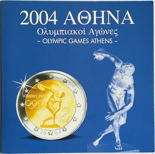 Griechenland 3.88 Euro Kursmünzensatz KMS Olympia Diskuswerfer 2004 ST Folder