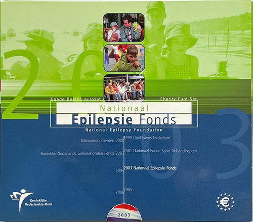 Niederlande 3.88 Euro Kursmünzensatz KMS Charity Epilepsie 2003 ST Folder