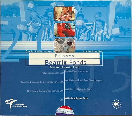 Niederlande 3.88 Euro Kursmünzensatz KMS Charity 2005 ST Folder Beatrix Fonds