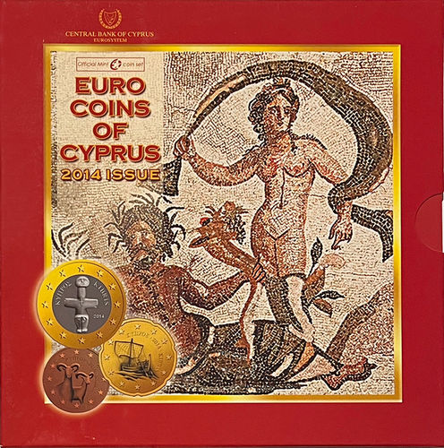 3.88 Euro Zypern Kursmünzensatz Central Bank KMS 2014 ST
