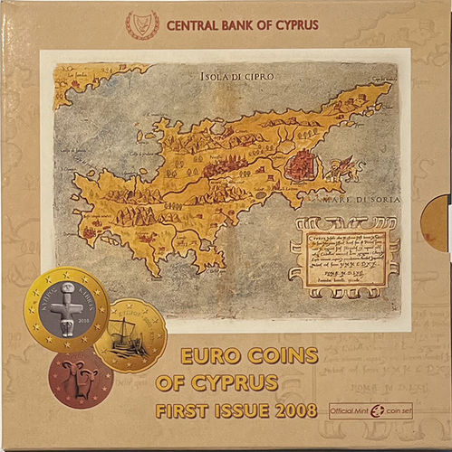 3.88 Euro Zypern Kursmünzensatz Central Bank KMS 2008 ST