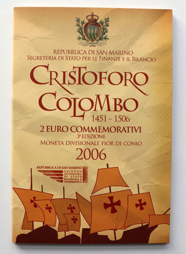 2 Euro San Marino Christoph Columbus 2006 ST Folder