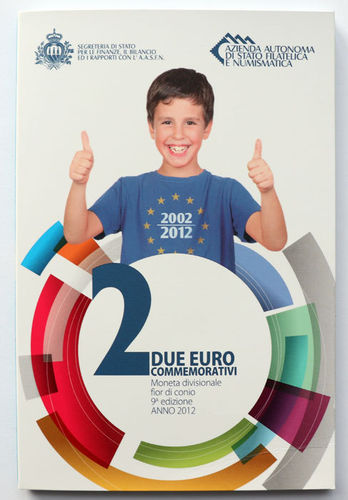 2 Euro San Marino 10 Jahre Euro-Bargeld 2012 ST Folder