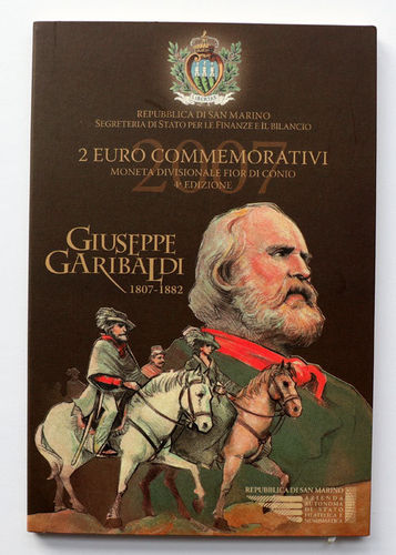 2 Euro San Marino Guiseppe Garibaldi 2007 ST Folder