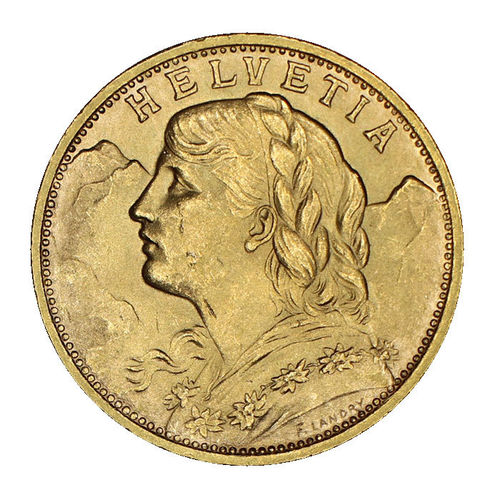 Schweiz 20 Franken Gold Vreneli 1902 B vz-St