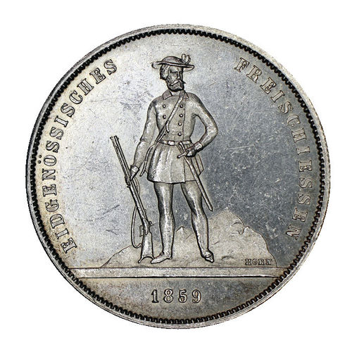 Schweiz 5 Franken Schützentaler Zürich 1859 vz