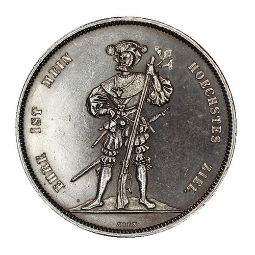 Schweiz 5 Franken Schützentaler Bern 1857 vz