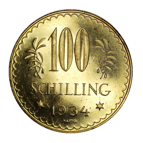 Österreich 100 Schilling Gold Erste Republik 1934 prfr