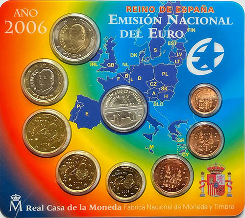 Spanien 3.88 Euro Kursmünzensatz KMS 2006 XX. Jahre Mitglied in der EU ST Blister