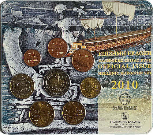Griechenland 3.88 Euro Kursmünzensatz KMS 2010 Antikes Schiff Triere ST Blister