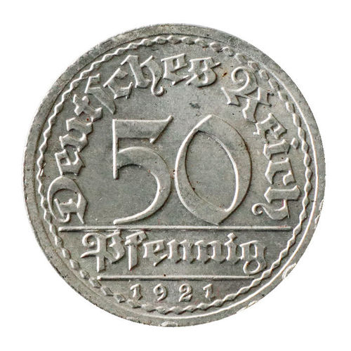 Jaeger 301 Weimarer Republik 50 Pfennig Ersatzmünze Aluminium 1919 -1922