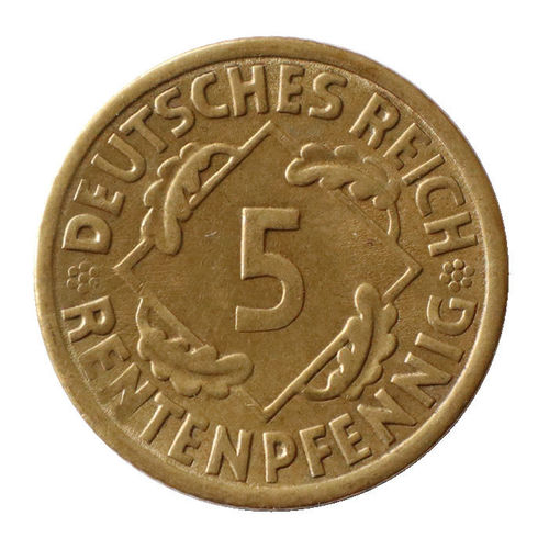 Jaeger 308 Weimarer Republik 5 Rentenpfennig 1923 - 1925