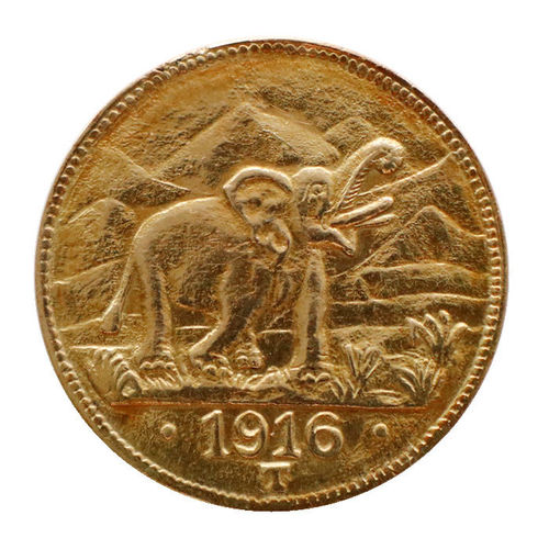 Jaeger 728b Deutsch-Ostafrika 15 Rupien Elefant Gold 1916 T ss