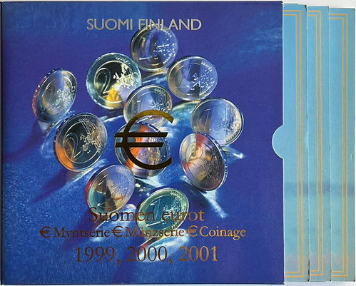 Finnland 3 x 3.88 Euro Kursmünzensatz KMS Intro Triple 1999 2000 2001 ST Folder