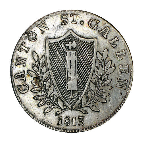 Schweiz 5 Batzen Silber Canton St. Gallen 1813 ss