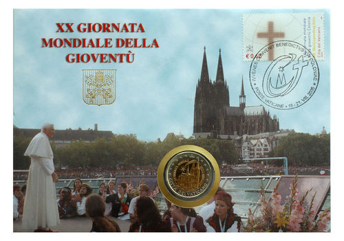 2 Euro Vatikan Weltjugendtag Köln 2005 ST Numisbrief