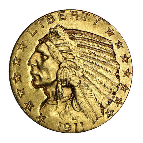 USA 5 Dollar Gold Indian Head Philadelphia 1911 ss-vz