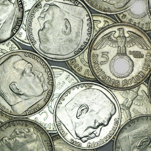 Drittes Reich 50 x 5 Reichsmark Hindenburg HK Investorenpaket Silbermünzen