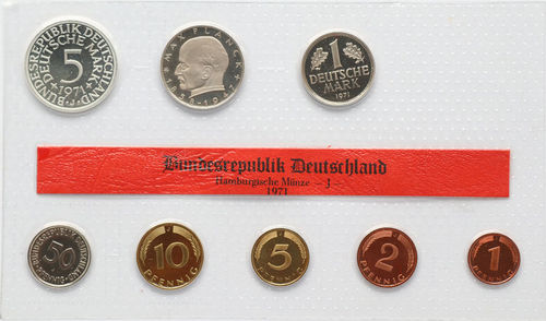 BRD DM Kursmünzensatz KMS 1971 J Spiegelglanz